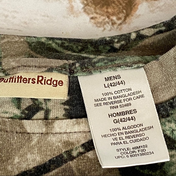 Outfitters Ridge Long Sleeve Camo Tee Shirt Men's Size Large Front Pocket Soft - Picture 5 of 7